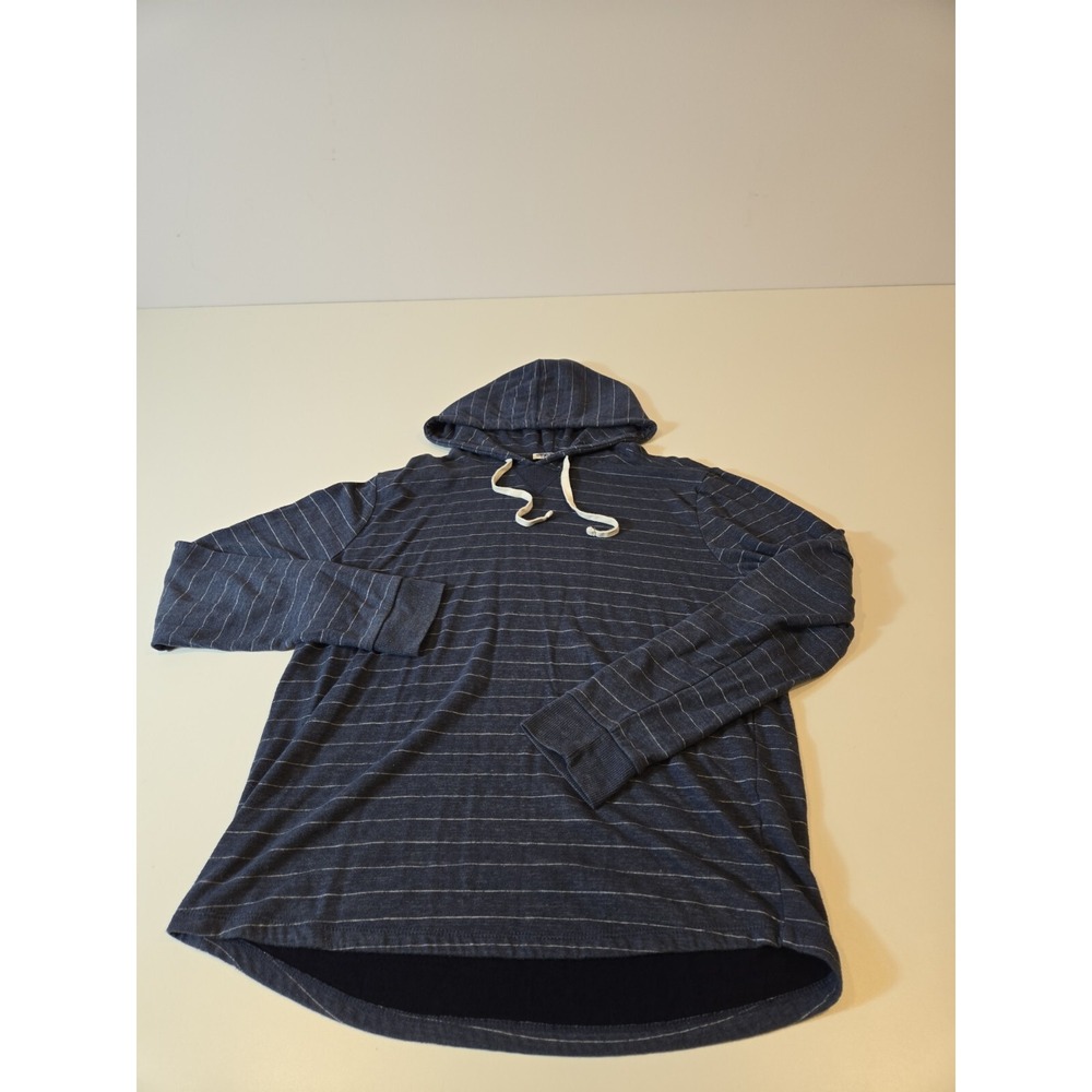 Marine Layer Navy Blue Striped Hooded Long Sleeve Shirt - Picture 1 of 16